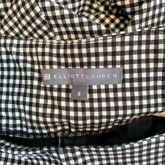 Elliot Lauren Pants Women Size 4 Black White Gingham Check Dress Slacks STRETCH - Picture 3 of 4
